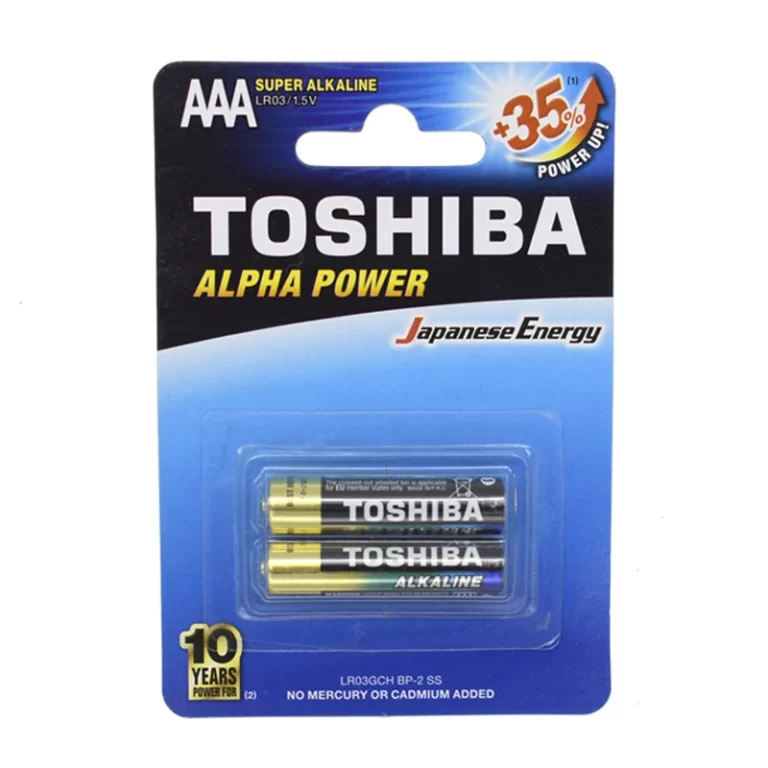 باتری نیم قلمی سوپر آلکالاین مدل Alpha Power بسته 2 عددی توشیبا